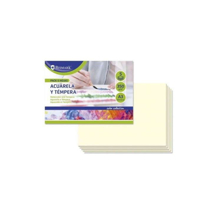 bismark pack 5 cartulinas dibujo acuarelas y temperas a3 bismark 328823