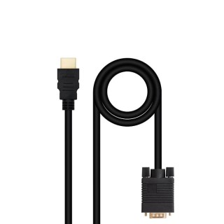 nanocable conversor hdmi a vga m-m, 1.8 m negro