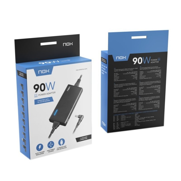 nox cargador para portatil 90w usb