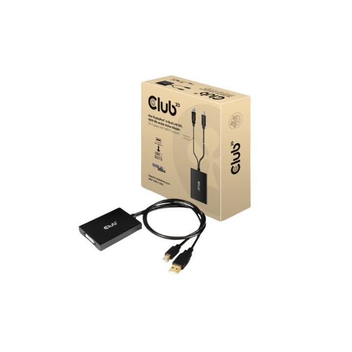 adaptador activo club3d mini-dp a dual link dvi comp. hdcp