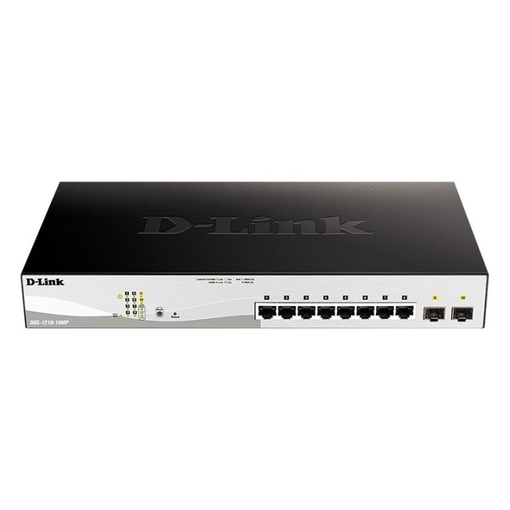 d-link dgs-1210-10mp/e switch 10gb poe+ 2xsfp 130w