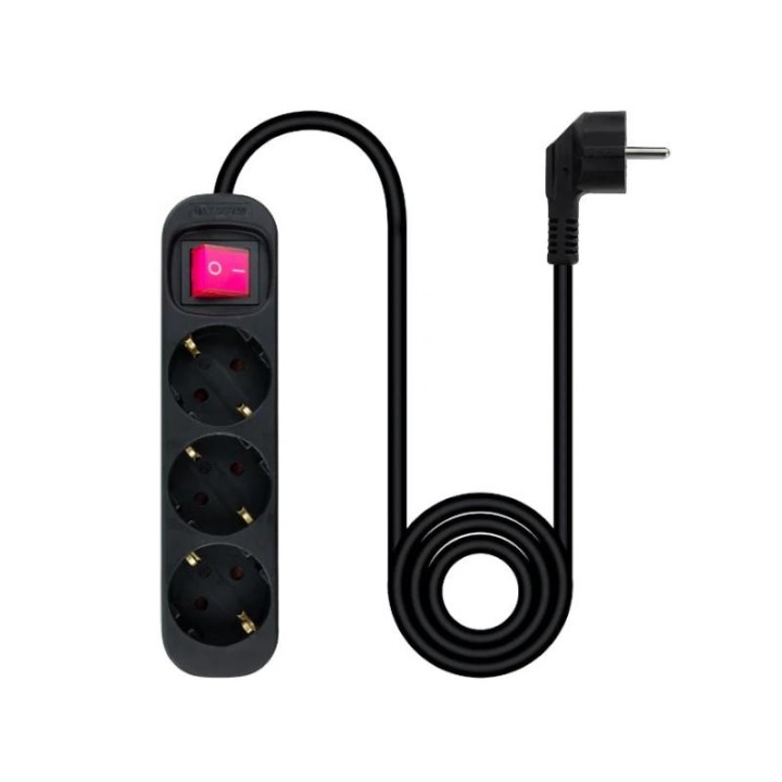 nanocable regleta 3 tomas interruptor negro
