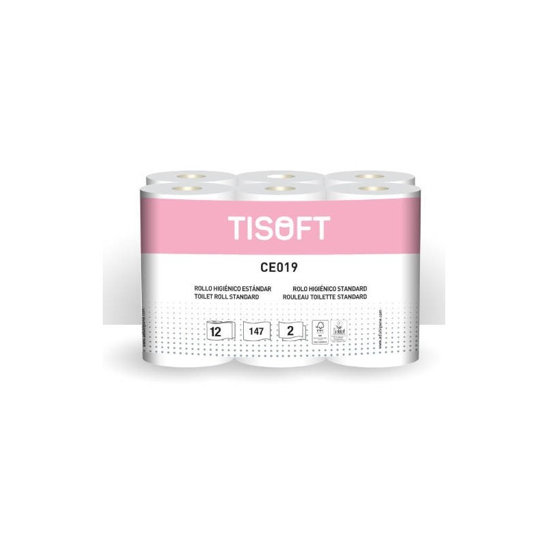 tisoft paquete 12 rollos papel higienico 2c st tisoft ce019