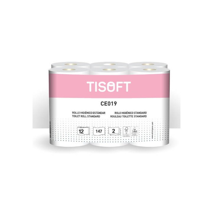 tisoft paquete 12 rollos papel higienico 2c st tisoft ce019