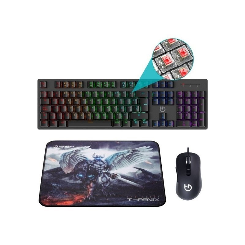 hiditec combo gaming gk400 tecl+rat+alfombrilla
