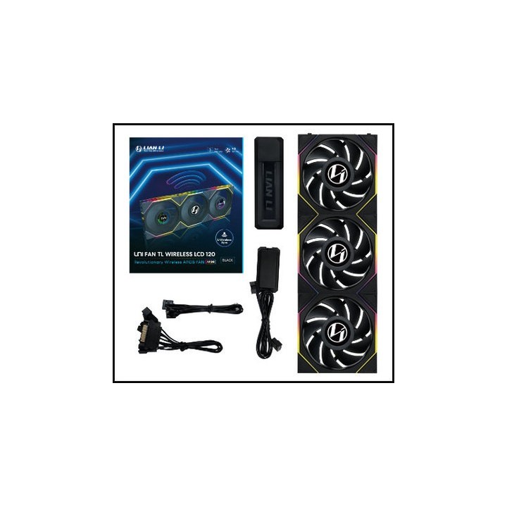 ventilador 120x120 lian li unifan tl-lcd wireless white 1.6 lcd pack 3u l-wireless argb 1900rpm 28.5