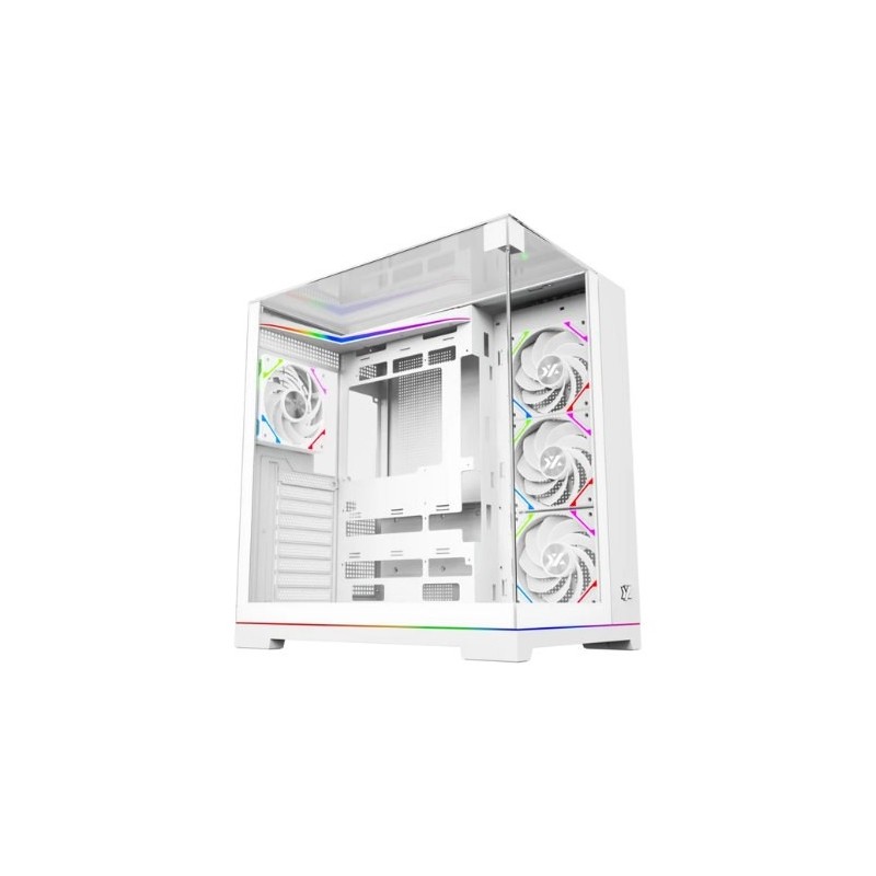 torre atx xyz tesseract a-rgb white 4xvent 120mm argb cpu max 165mm gpu max 400mm