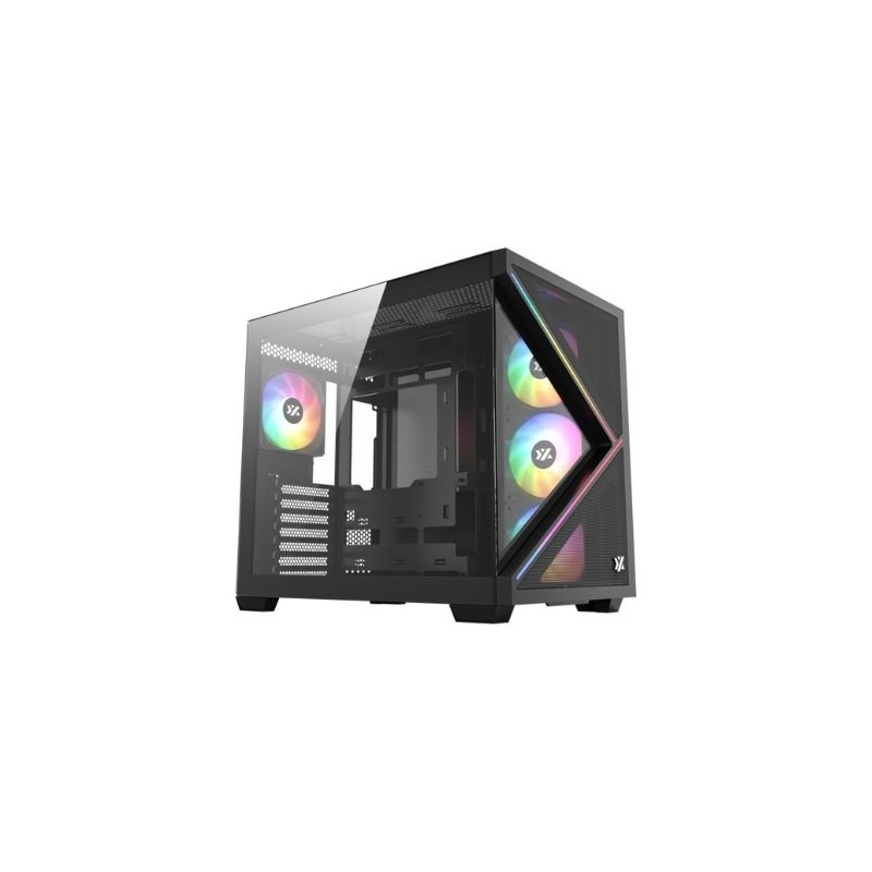 torre atx xyz qubex black 4xvent 120mm argb cpu max 165mm gpu max 400mm