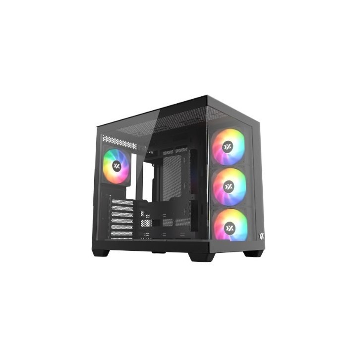 torre atx xyz tesseract x black 7xvent 120mm argb cpu max 165mm gpu max 390mm