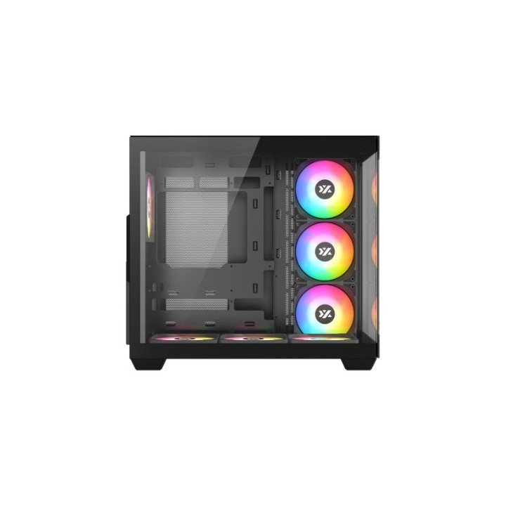 torre atx xyz tesseract x black 7xvent 120mm argb cpu max 165mm gpu max 390mm
