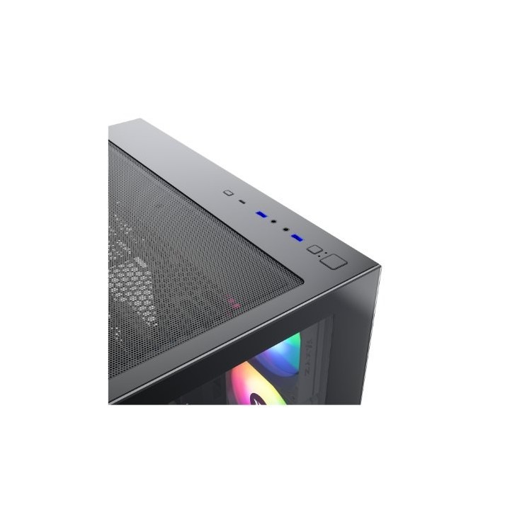 torre atx xyz tesseract x black 7xvent 120mm argb cpu max 165mm gpu max 390mm