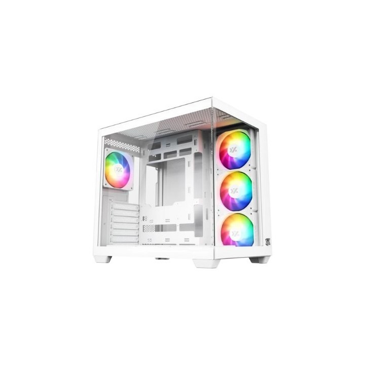 torre atx xyz tesseract x white 7xvent 120mm argb cpu max 165mm gpu max 390mm