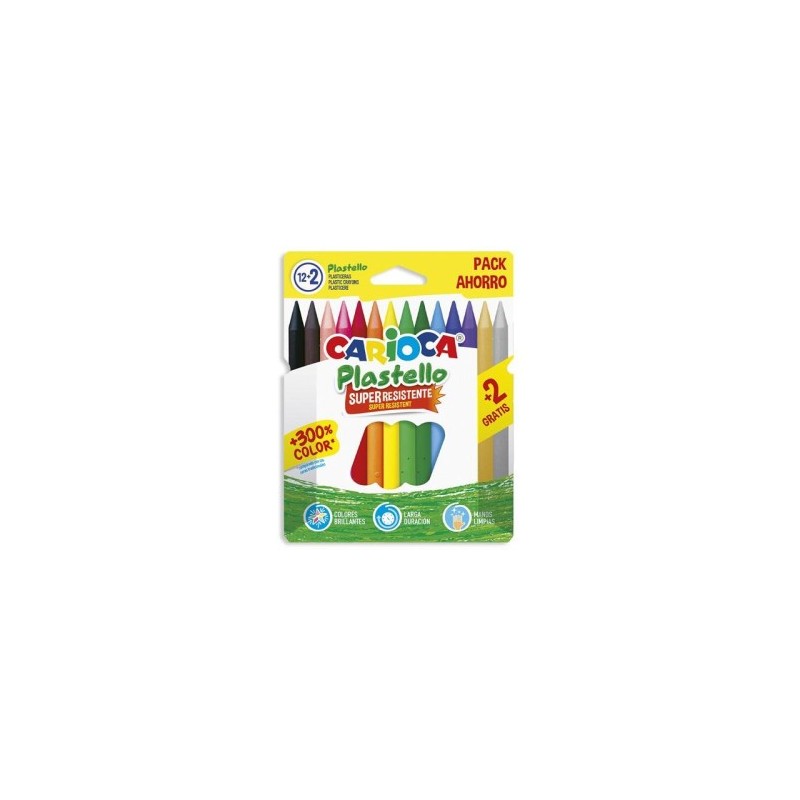 carioca caja 12+2 plasticera colores surtidos plastello carioca 42714