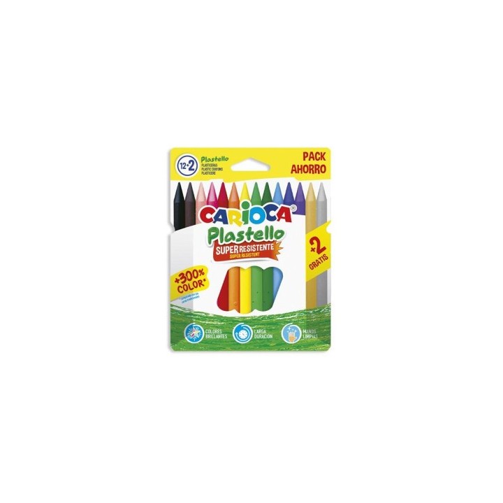 carioca caja 12+2 plasticera colores surtidos plastello carioca 42714