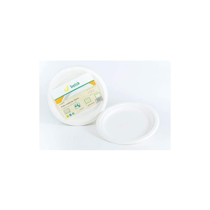 varios paquete 50 platos redondos cana de azucar 22cm betik cu301