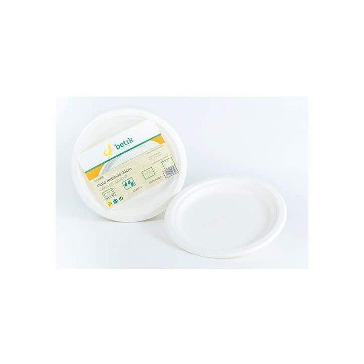 varios paquete 50 platos redondos cana de azucar 22cm betik cu301