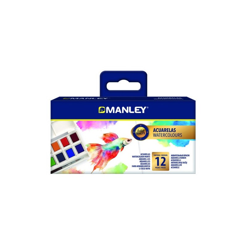 manley estuche acuarela 12 colores manley maq00012