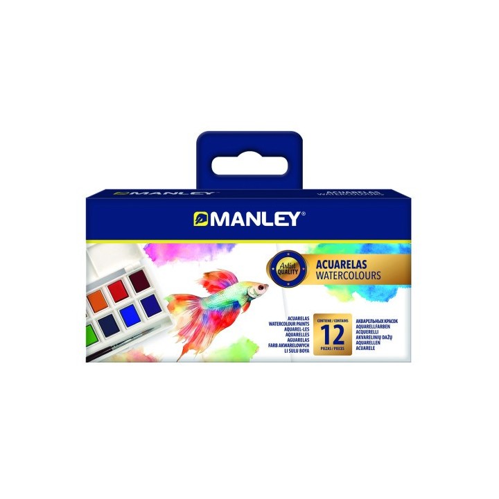 manley estuche acuarela 12 colores manley maq00012