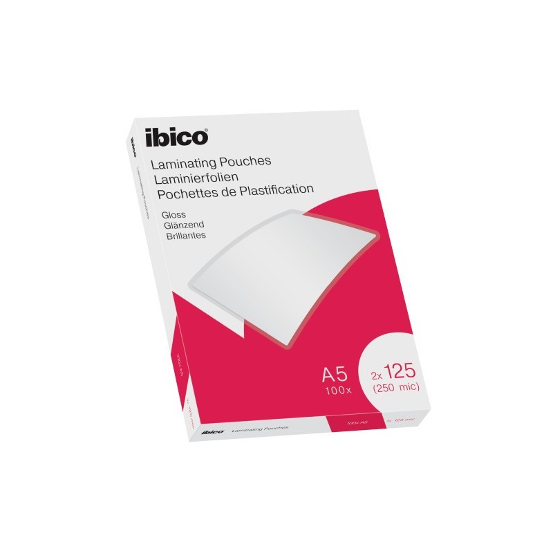 ibico caja 100 bolsas de plastificacion 154x216 a5 brillo 125 micras ibico 627315