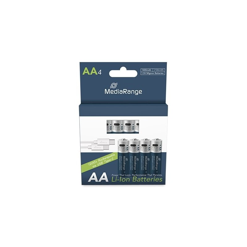 pilas recargables mediarange aa 1.5v 1400mah 4pack
