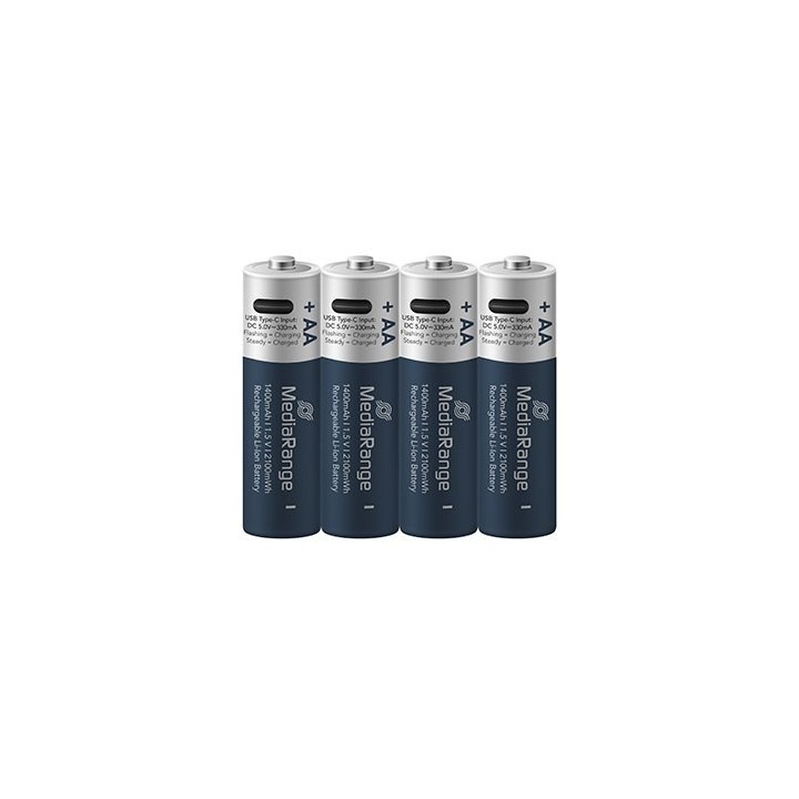 pilas recargables mediarange aa 1.5v 1400mah 4pack