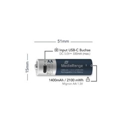pilas recargables mediarange aa 1.5v 1400mah 4pack