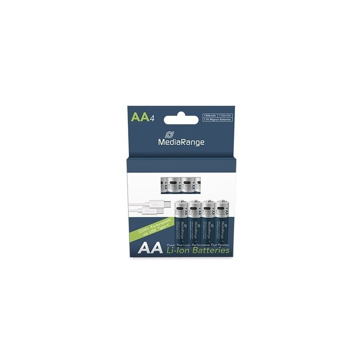 pilas recargables mediarange aa 1.5v 1400mah 4pack