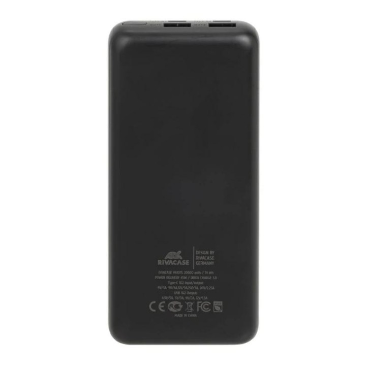 rivacase va1075 qc/pd 45w 20000 mah black