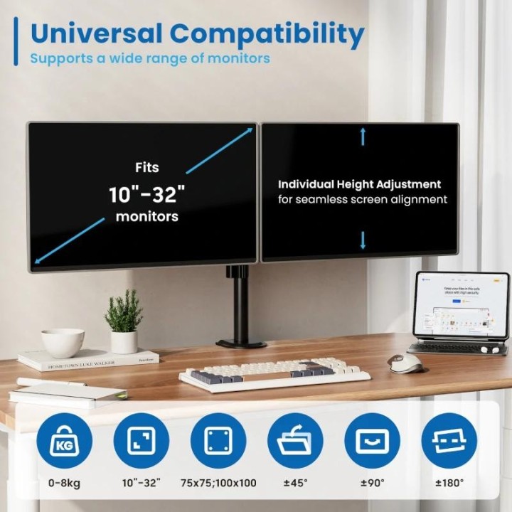 ewent ew1512 soporte mesa 2 monitor 13-32