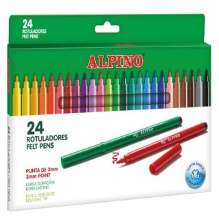 alpino estuche 24 unidades rotuladores punta fina colores surtidos alpino ar001003n
