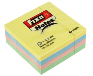 fixo cubo 400 notas adhesivas 76x76mm pastel fixo 65005493