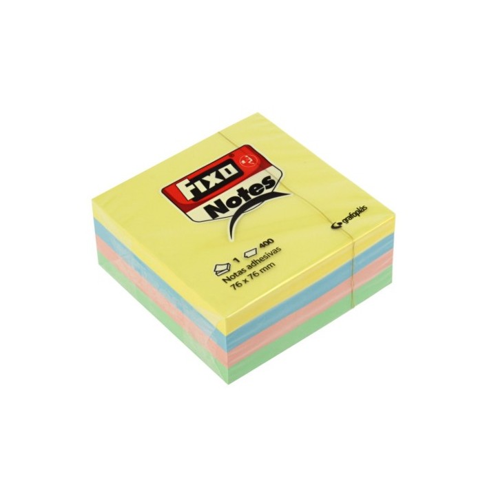 fixo cubo 400 notas adhesivas 76x76mm pastel fixo 65005493