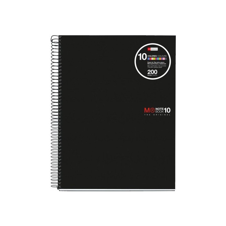 miquelrius cuaderno espiral nb-10 a4 200 hojas 5x5mm polipropileno negro miquelrius 47009
