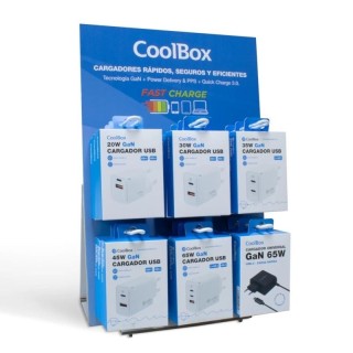 coolbox pack 18 cargadores gan + expositor