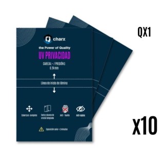 qcharx international laminas de fijacion qcharx ultravioleta hd privacidad pack 10 para qx1