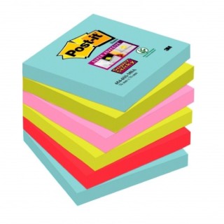 post-it pack 6 blocs 90 hojas notas adhesivas 76x76mm super sticky coleccion cosmic 654-6ss-cos post