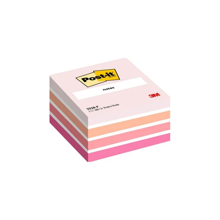 post-it cubo 450 hojas notas adhesivas 76x76mm colores surtidos rosas 2028-p post-it 7100172384
