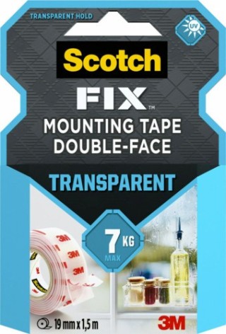 scotch rollo cinta de montaje doble cara transparente 19 mm x 1,5m hasta 7kg fix 4910c-1915-p scoth