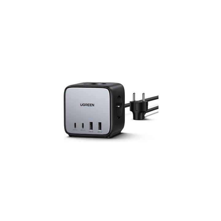 cargador ugreen diginest cube gan 65w 2xusb-c 2xusb-a 3xac cable 1.8m