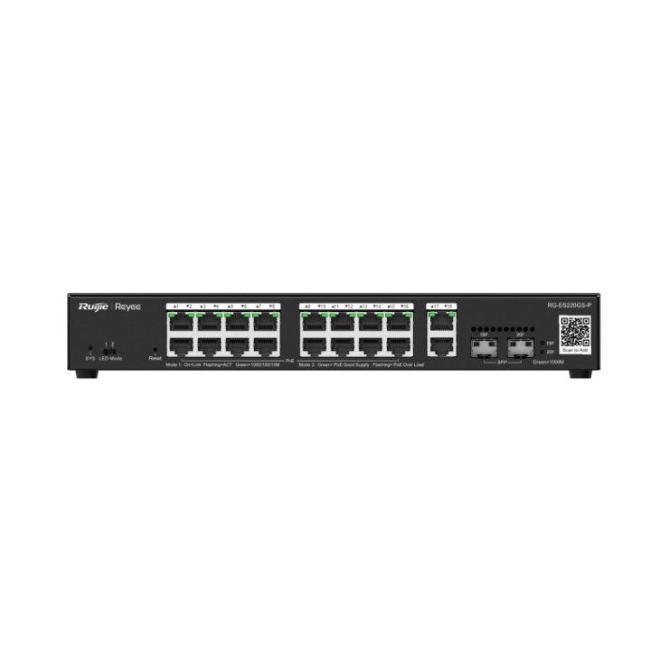 switch ruijie rg-es220gs-p 20 puertos gigabit poe 16 poe2 2rj45