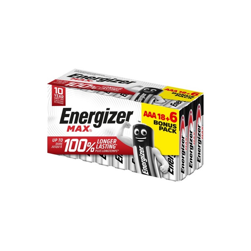 energizer caja 18+6 pilas alkalinas max tipo lr03 (aaa) energizer e303513204