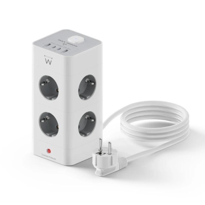 ewent ew3864 regleta 8 tomas shucko +2usb-a+2usb-c