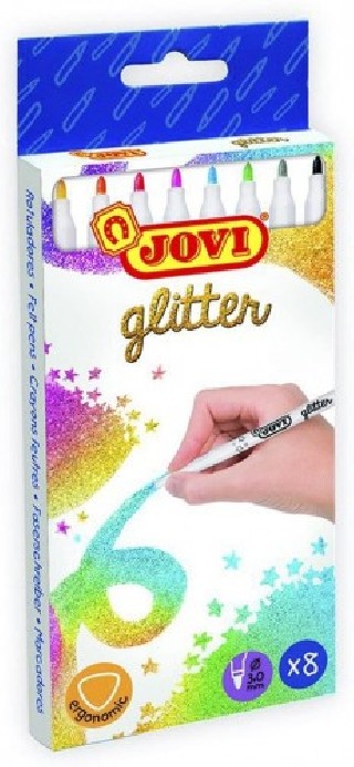 jovi estuche 8 rotuladores glitter colores surtidos jovi 1608g
