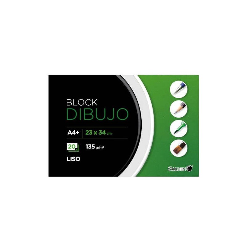 golden cuaderno de dibujo a4+ 135 gr. 20 hojas liso golden 324277  pack: 5 unidades