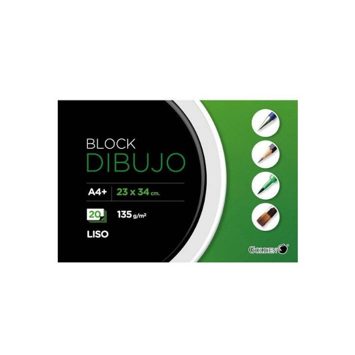 golden cuaderno de dibujo a4+ 135 gr. 20 hojas liso golden 324277  pack: 5 unidades