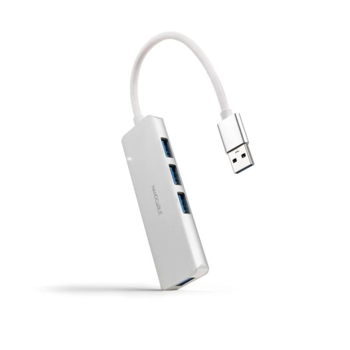 nanocable hub usb 3.0 4 x usb 3.0 10cm. gris