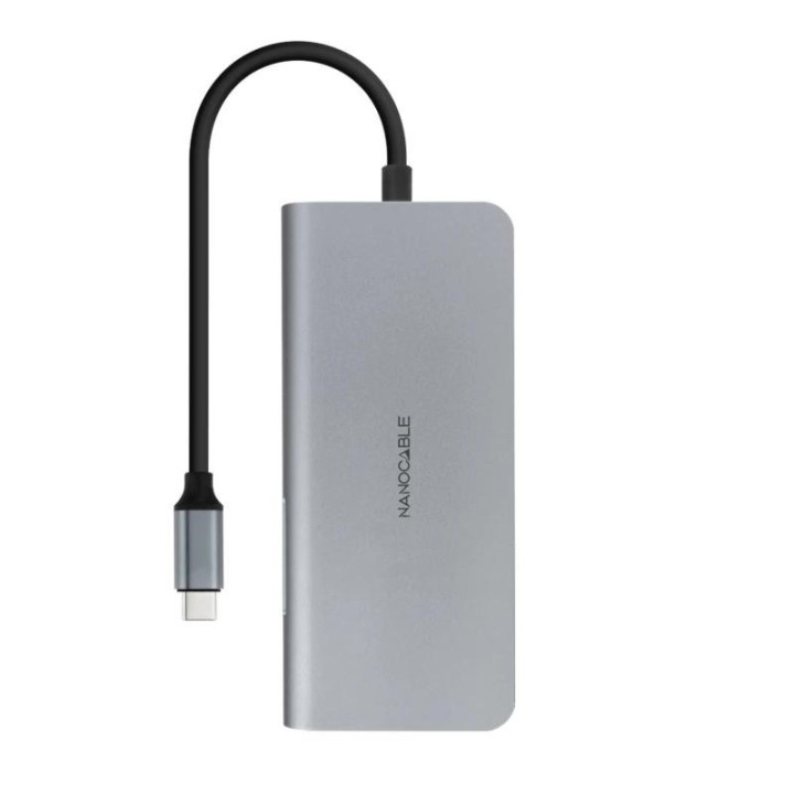 nanocable hub 8en1 usb-a+hdmi+usb-c pd+rj45+tf+sd