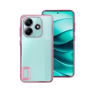 funda cool xiaomi redmi note 14 5g rosa transparente borde metalizado