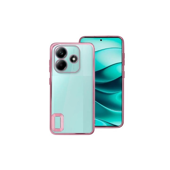 funda cool xiaomi redmi note 14 5g rosa transparente borde metalizado