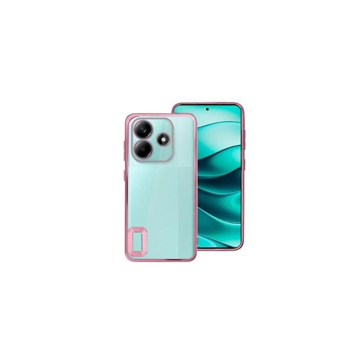 funda cool xiaomi redmi note 14 5g rosa transparente borde metalizado